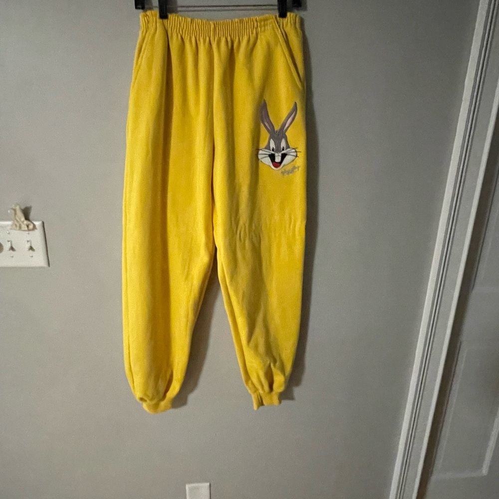 Yellow bugs, bunny, sweat pants women’s large